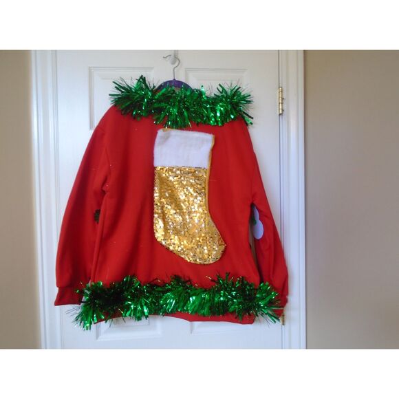 Ugly Christmas Sweater Parties size XL Lights up ugly Xmas Sweatshirt NEW - Picture 4 of 5